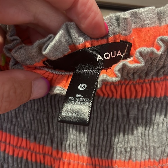 Women’s SZ M AQUA striped high low strapless dress - Picture 4 of 6